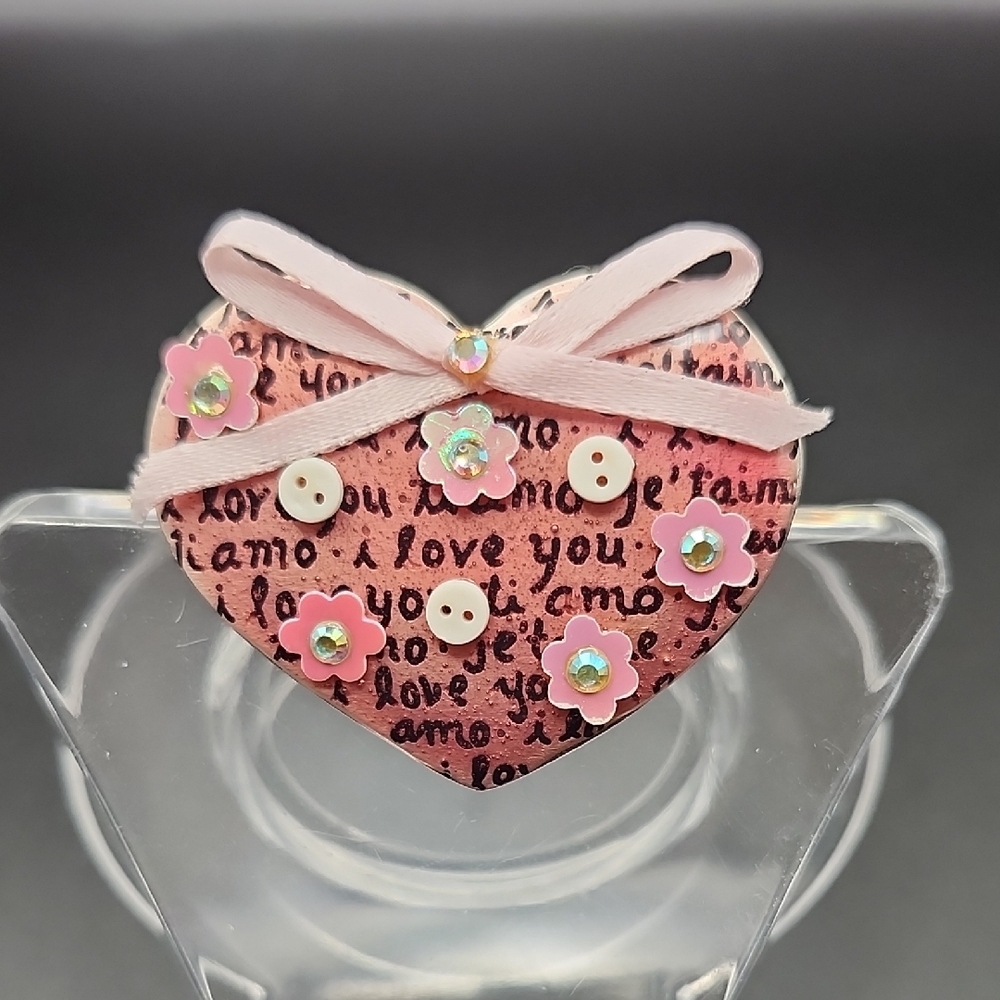 'AJC Vintage Valentine's Day 'I Love You' Heart Pin Brooch".💕💕💕💕💕
